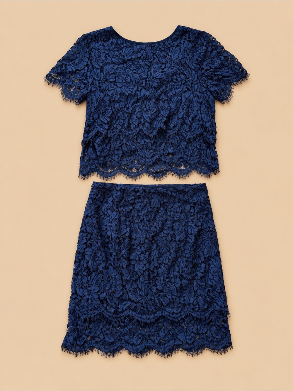 Navy Lace Two-Piece Dress Set